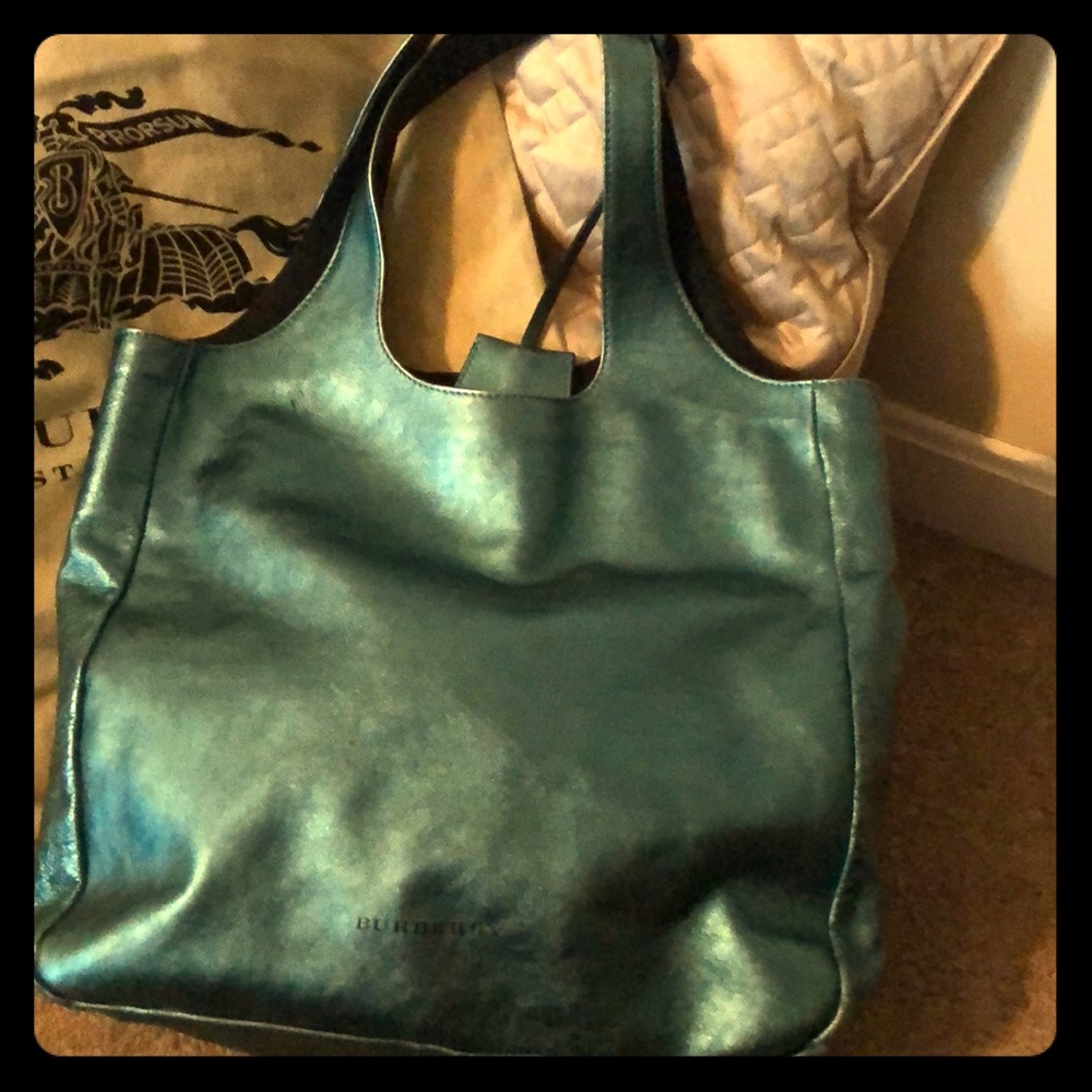 Authentic metallic Burberry tote
